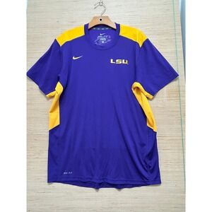 Nike LSU Tigers Dri Fit‎ T Shirt Purple Gold Short Sleeve Athletic Mens Large